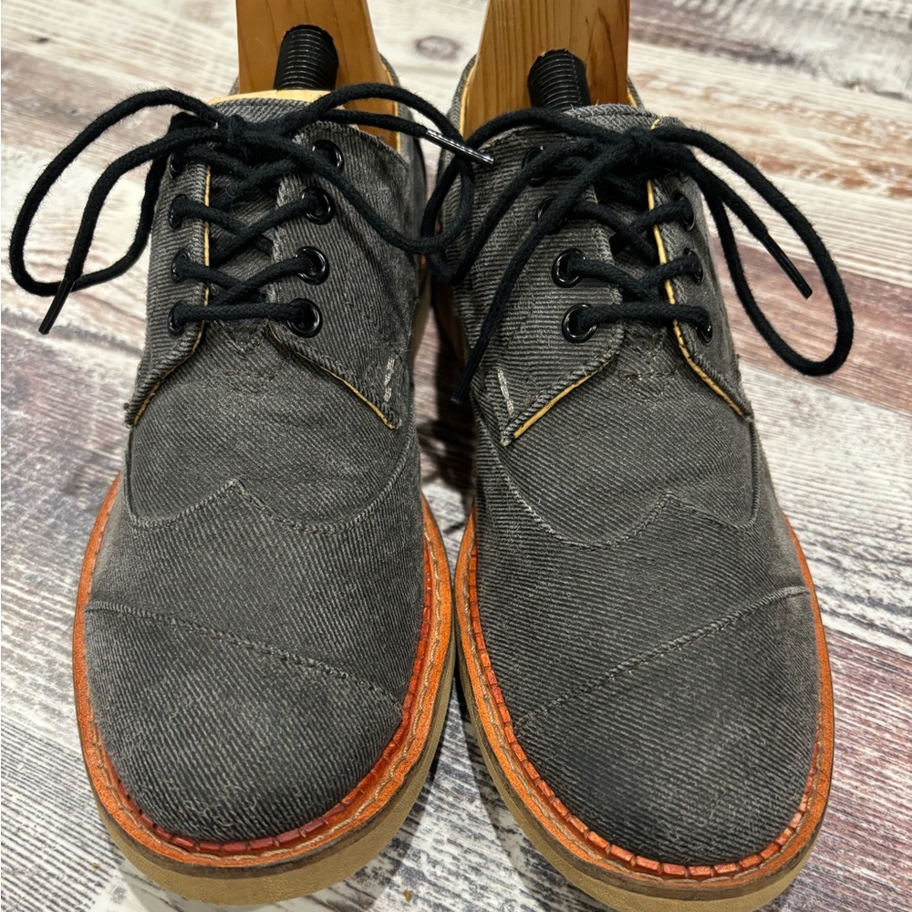 TOMS Broque Ash Aviator Twill Oxford shoes, charcoal SZ 8